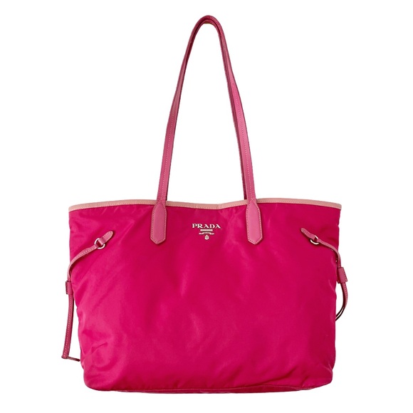 Prada pink Tessuto nylon and leather shoulder tote bag - Picture 1 of 14